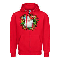 Red santa claus sunflower Zipper Hoodie - Jasminsmagicworld