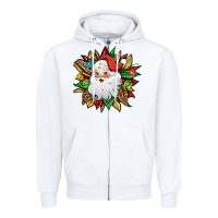 White santa claus sunflower Zipper Hoodie - Jasminsmagicworld