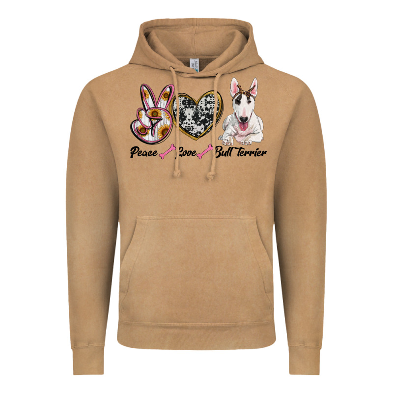 Peace Love Bull Terrier Vintage Hoodie by RanaPortraitStore | Teevron