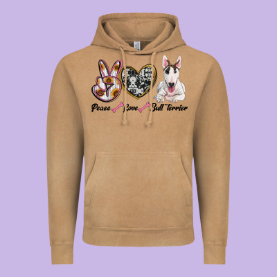 Peace Love Bull Terrier Vintage Hoodie Designed By Ranaportraitstore