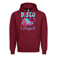 Burgundy disco cowgirl Zipper Hoodie - NancyCooperArtShop
