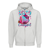 Dove Grey disco cowgirl Zipper Hoodie - NancyCooperArtShop