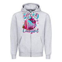 Heather Grey disco cowgirl Zipper Hoodie - NancyCooperArtShop