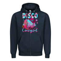 Navy disco cowgirl Zipper Hoodie - NancyCooperArtShop