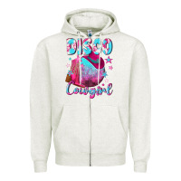 Oatmeal Heather disco cowgirl Zipper Hoodie - NancyCooperArtShop