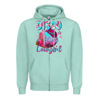 Seafoam disco cowgirl Zipper Hoodie - NancyCooperArtShop