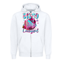 White disco cowgirl Zipper Hoodie - NancyCooperArtShop