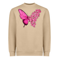Mushroom Pink Flowers and Breast Cancer Ribbon Butterfly Heavyweight Sweatshirt - texasbilliewilder