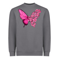 Storm Pink Flowers and Breast Cancer Ribbon Butterfly Heavyweight Sweatshirt - texasbilliewilder