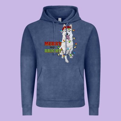 Merry And Bright White Shepherd Vintage Hoodie Designed By Ranaportraitstore