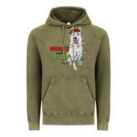Vintage Olive merry and bright white shepherd Vintage Hoodie - RanaPortraitStore