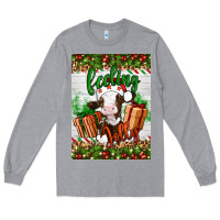 Heather Grey Christmas feeling jolly cow Long Sleeve Tee - Artiststas