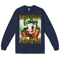 Navy Christmas feeling jolly cow Long Sleeve Tee - Artiststas
