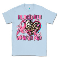 Dusty Blue western leopard  in october we wear pink heart Classic Tee - AdoDesignShop