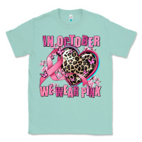 Seafoam western leopard  in october we wear pink heart Classic Tee - AdoDesignShop