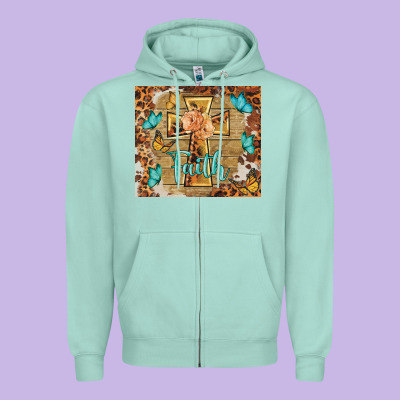Faith Cross Zipper Hoodie Designed By Barkaloodesign