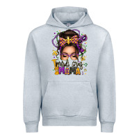 Heather Grey mardi gras mama messy bun Urban Hoodie - texasbilliewilder