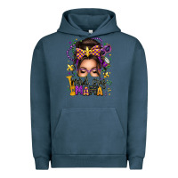 Pigment Midnight Navy mardi gras mama messy bun Urban Hoodie - texasbilliewilder