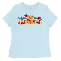 Baby Blue valentines vibes with gifts and bear Ladies Tee - AdoDesignShop