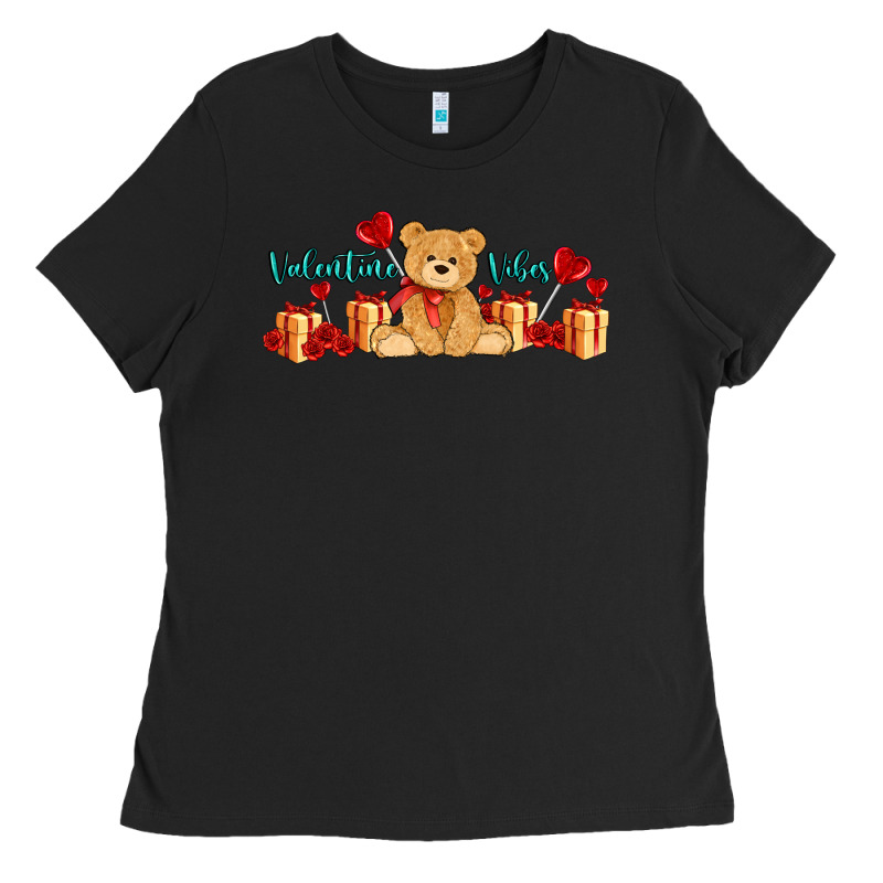 Valentines Vibes With Gifts And Bear Ladies Tee by AdoDesignShop | Teevron