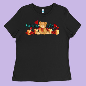 Valentines Vibes With Gifts And Bear Ladies Tee Designed By Adodesignshop