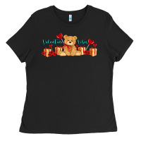 Black valentines vibes with gifts and bear Ladies Tee - AdoDesignShop