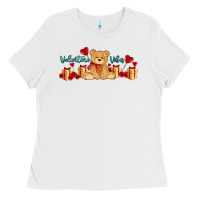 White valentines vibes with gifts and bear Ladies Tee - AdoDesignShop