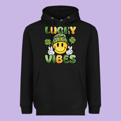 Lucky Vibes Heavyweight Hoodie Designed By Maliassmallbusiness