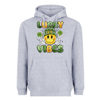 Heather Grey lucky vibes Heavyweight Hoodie - MaliasSmallBusiness