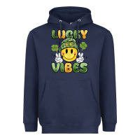 Navy lucky vibes Heavyweight Hoodie - MaliasSmallBusiness