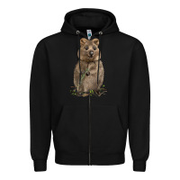 Black Quokka Zipper Hoodie - LillyAllenDesigns