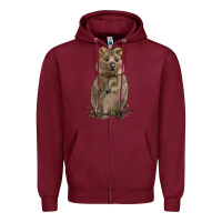 Burgundy Quokka Zipper Hoodie - LillyAllenDesigns