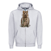 Heather Grey Quokka Zipper Hoodie - LillyAllenDesigns