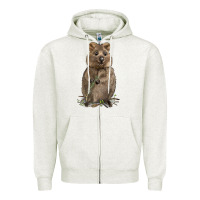 Oatmeal Heather Quokka Zipper Hoodie - LillyAllenDesigns