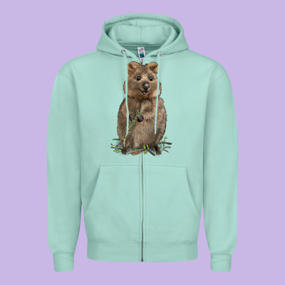 Quokka Zipper Hoodie Designed By Lillyallendesigns