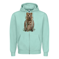 Seafoam Quokka Zipper Hoodie - LillyAllenDesigns