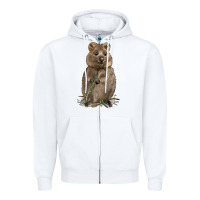 White Quokka Zipper Hoodie - LillyAllenDesigns