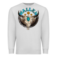 Dove Grey wallen with bull skull Premium Sweatshirt - NancyCooperArtShop