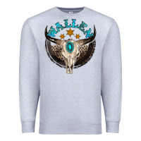 Heather Grey wallen with bull skull Premium Sweatshirt - NancyCooperArtShop