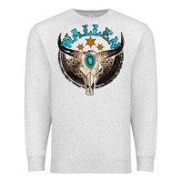 Oatmeal Heather wallen with bull skull Premium Sweatshirt - NancyCooperArtShop