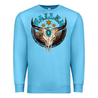 Ocean Blue wallen with bull skull Premium Sweatshirt - NancyCooperArtShop