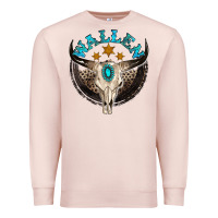 Pale Pink wallen with bull skull Premium Sweatshirt - NancyCooperArtShop
