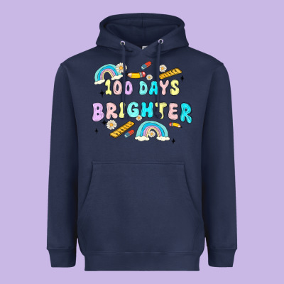 100 Days Brighter Heavyweight Hoodie Designed By Maliassmallbusiness