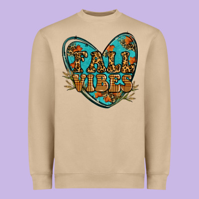 Fall Vibes Heart Heavyweight Sweatshirt Designed By Ranaportraitstore