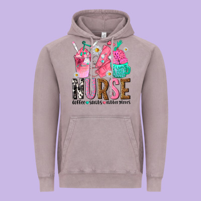 Nurse Coffee Scrubs Rubber Gloves Vintage Hoodie Designed By Texasbilliewilder