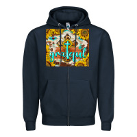 Navy grateful cross Zipper Hoodie - BarkalooDesign