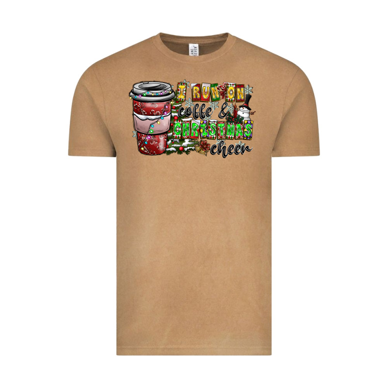 I Run On Coffee And Christmas Cheer Vintage Tee by CowhideDigitalArt | Teevron
