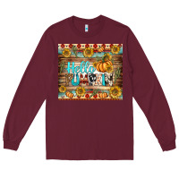 Burgundy hello pumpkin tumbler Long Sleeve Tee - BundleAndBundleShop