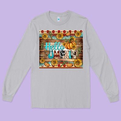 Hello Pumpkin Tumbler Long Sleeve Tee Designed By Bundleandbundleshop