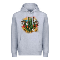 Heather Grey cowhide aztec sunflowers cactus Premium Hoodie - AdoDesignShop